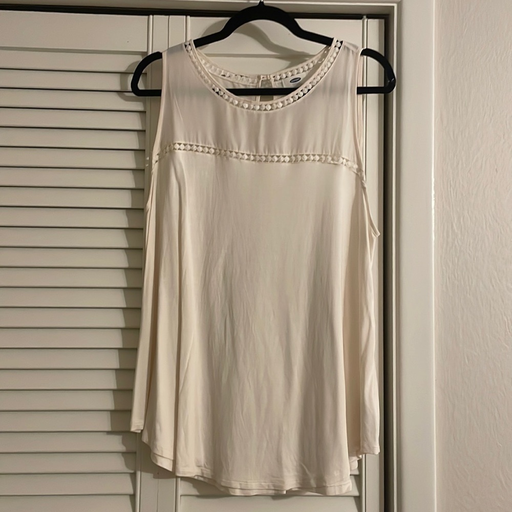 Off White Chiffon Detail Tank